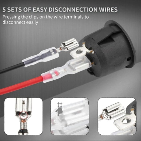 5st KCD1 Vippströmbrytare med 20MM Kabel SPST 2 Stift Rund 12V Bil RV Båt Modifiering På/Av Växelströmbrytare Ersättningskit_xi Svart 5st
