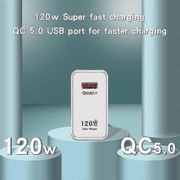 120W Hurtiglader USB-lader Strømadapter for iPhone Xiaomi Samsung EU