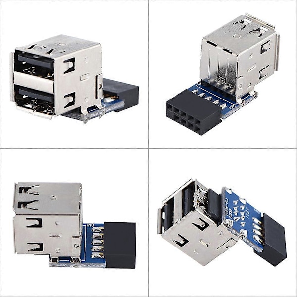 XJ-5 st USB2.0 Emolevyliitin 9-nastainen/10-nastainen Header - 2 USB2.0 A-porttia Adapteri (Tyyppi A)