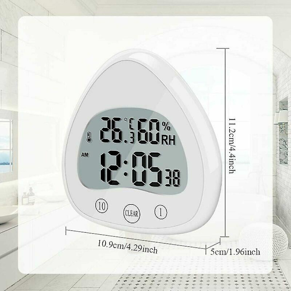 Bathroom Clock, LCD Digital Alarm Clock with Waterproof Touch Shower Clock