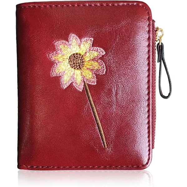 XJ-Flickor Plånbok Liten Bifold Damplånböcker RFID, Kompakt Kvinnlig Söt Mini Dragkedja Myntkort Plånbok för Tonårsflicka Barn (Röd)