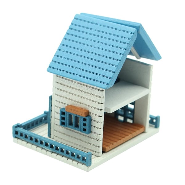 XJ-Underbar DIY Handgjort Miniatyrprojekt Trädockhus Presenter, Blå, som beskrivet