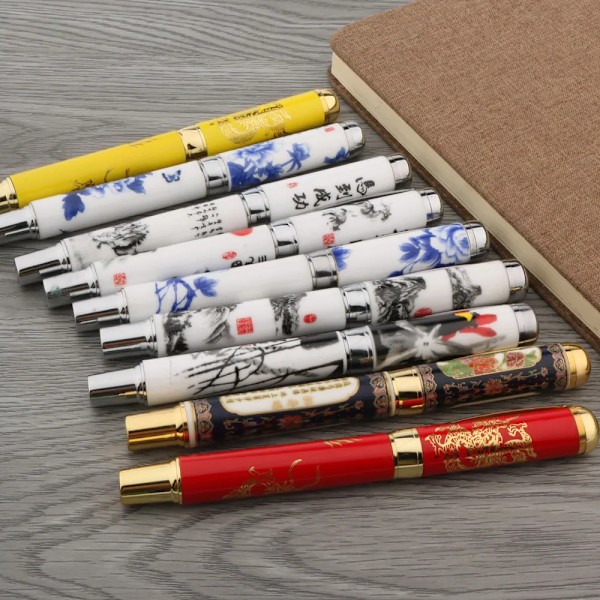 Tukkumyynti ylellinen korkealaatuinen RElegant keraaminen rollerball-kynä sinivalkoinen Cloisonne Retro tyylikäs allekirjoituskynä mustekynä toimistotarvikkeet