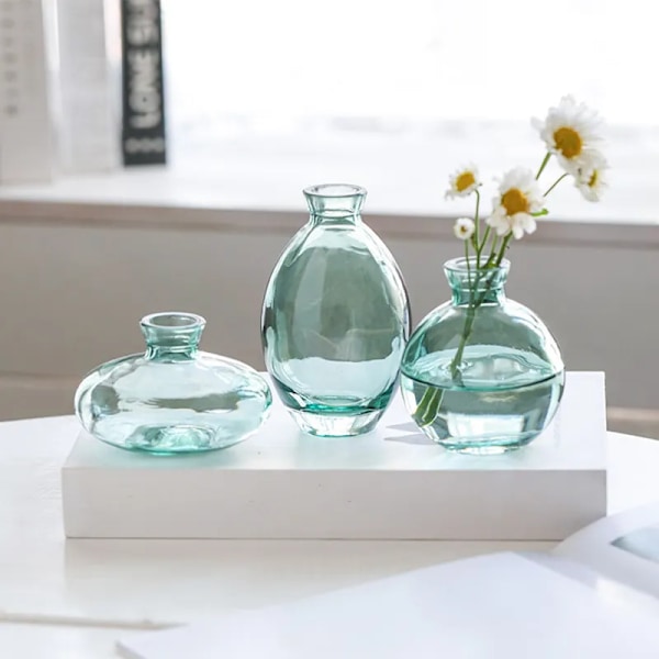 3 st Klar Färgglad Glas Mini Vaser Snittblommor Hydroponisk Minimalistisk Blomvas Prydnad Vas Blomsterarrangemang Behållare