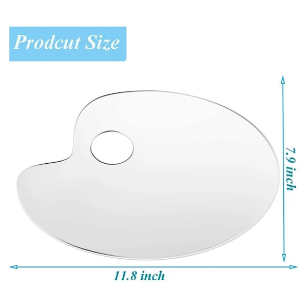 2 st Akryl Konstnärs Palett 30 x 20 cm Klar Oval Målarpalett Lätt Rengöring Konst Målarpalett