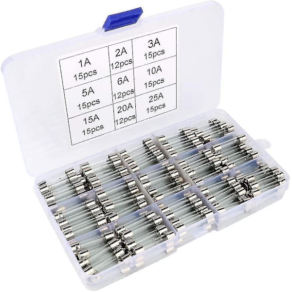XJ-126 kpl lasiputkisulakkeita, 6 x 30 mm lasipatruunasulakkeita, nopeita autosulakkeita, nopeita lasiputkisulakkeita (ampeeri 1