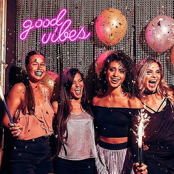 Rosa Good Vibes Neonskylt Neonljus för Sovrum rosa