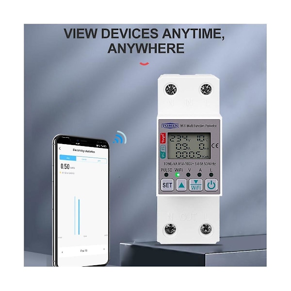 XJ-63a Tuya Smartlife Wifi Energimätare Kwh Mätbrytare Timer Med Spänning Ström Och Läckage Pr