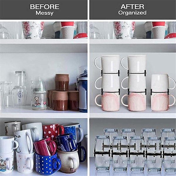 6 stk. Kaffekoppholder Justerbar Drikkevarestabler Organizer Stabelbar Kaffekopp Organizer Kopp St