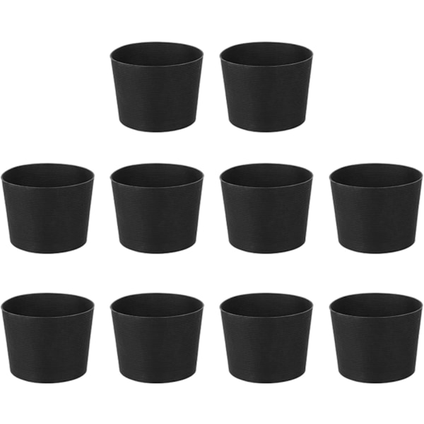 XJ-Silikone skridsikker kaffekopmuffe, 10 stk genanvendelige glasflaske krusholdere beskyttelseshætte Anti-skoldningshylster (sort)