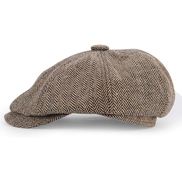 XJ-Baker Boy Hat 8 Panel Herringbone Tweed Gatsby Hat Ivy Irish