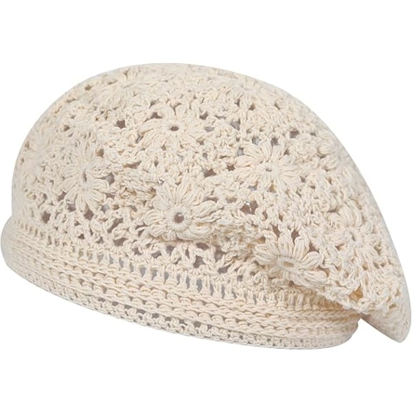 XJ-Dam Sommar Stickad Basker Handgjord Virkad Utskuren Lätt Slouchy Hatt