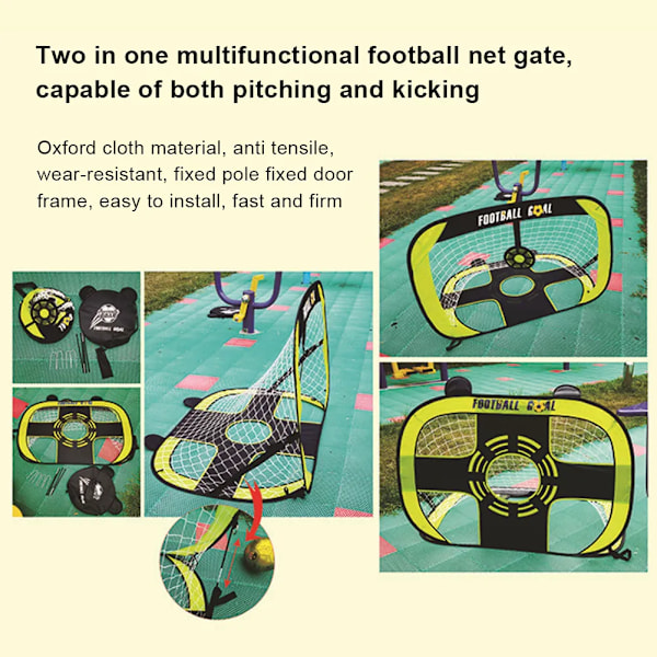 2-i-1 Fotbollsmålnät Multifunktionella Vikbara Fotbollsmål Pop Up Portabel Träningsgrind för Barns Fotbollsträning