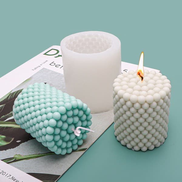Sylinderformet DIY-lys med kule 7 cm hvit