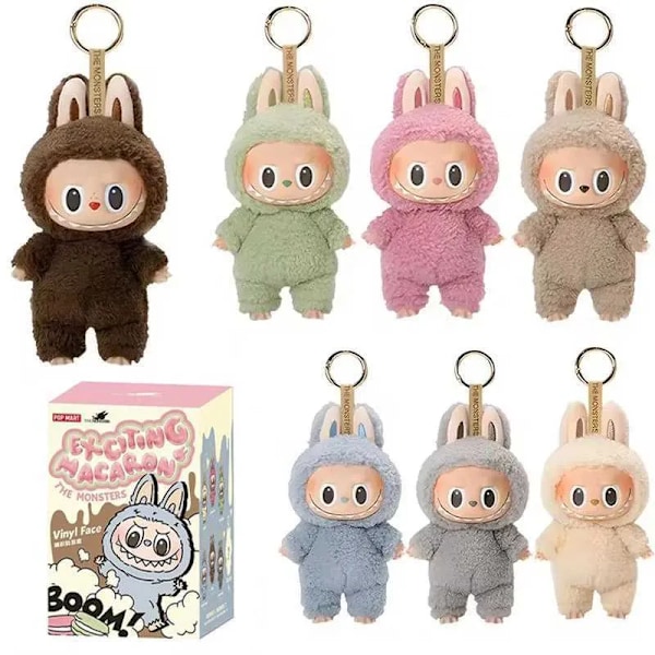Labubu plysdukke Macaron action animationsfigur dukke hobby vedhæng dekoration sød mystisk æske PVC Børnedags overraskelse Brun Anden