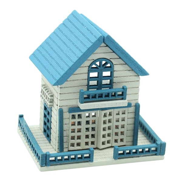 XJ-Underbar DIY Handgjort Miniatyrprojekt Trädockhus Presenter, Blå, som beskrivet
