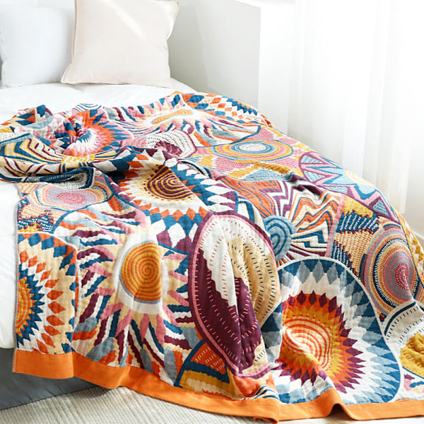 Boheme-stil tæppe - 150 x 200 cm - Med mønster - Vævet bomuld - Vendbart - Til TV-kiggeri