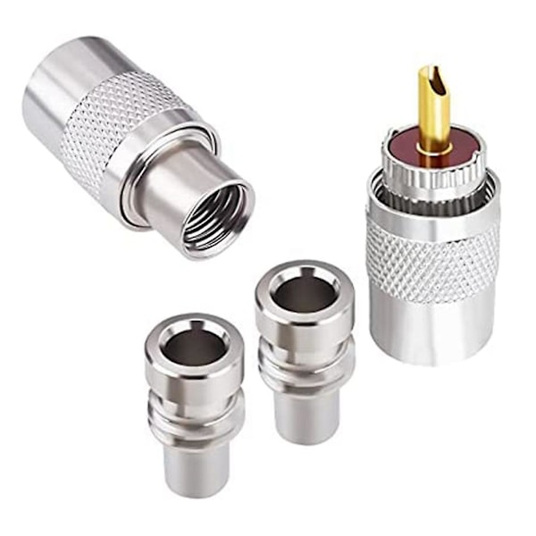 XJ--259 Koaksialkontakter Uhf Hann Loddeplugg 50 Ohm Koaksadaptere 10-pakning Med Reduksjonsstykker F