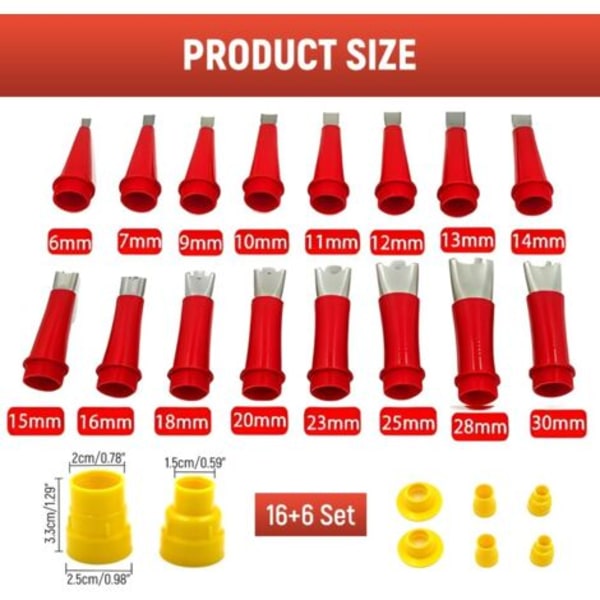 Återanvändbar fogmunstycksapplikator, universell inbyggd gummimunstyckessats, universell gummimunstyckessats med bas/24-pack (8 tillbehör)