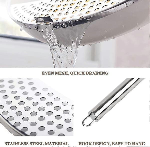 Stainless Steel Colander with Handle, 2 Pcs Stainless Steel Pasta Colander, Easy Draining, Durable