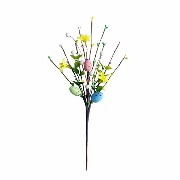 Kunstig påskesprayranke med pastell påskeegg og bær - Dekorative vårblomsterstilker - stk