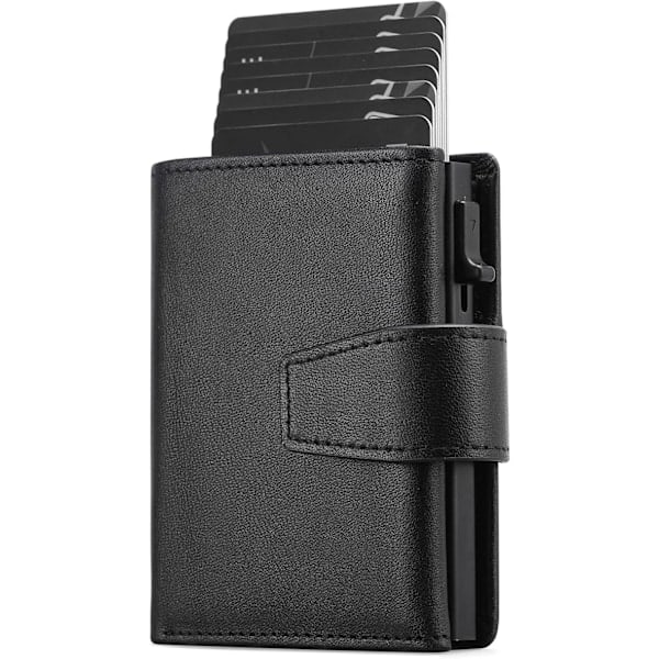 RFID-skyddad minimalistisk tri-fold kreditkortshållare för män med automatisk pop-up metallfodral