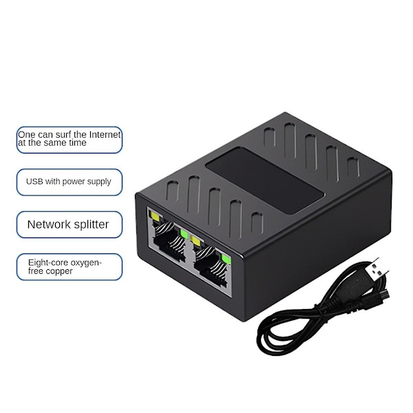 XJ-1 Til 2 Ethernet Nettverkskabel Nettverk Rj45 Splitter 100m Kobler Koblingsstykke Utvidelsesadapter For Com