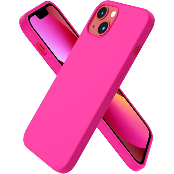 iPhone 13 Case, Liquid Silicone Case for 6.1 inch iPhone 13, Ultra-thin Case, Full Coverage Shockproof Protective Soft Case Hot Pink Hot Pink