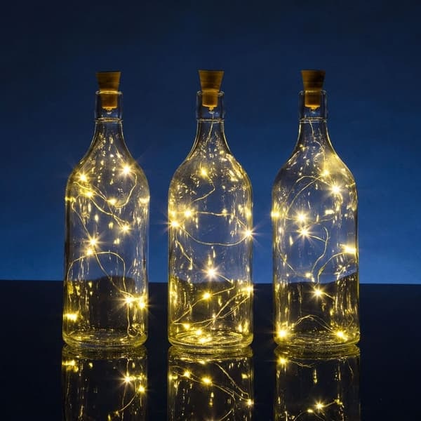 XJ-2-pak Flaskelampe med Solcelle – Lysslinge til Flasker LED
