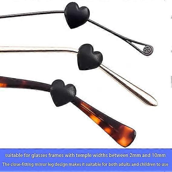 10 par brille-øreclips hjerteformet silikoneholder, bløde ørekroge