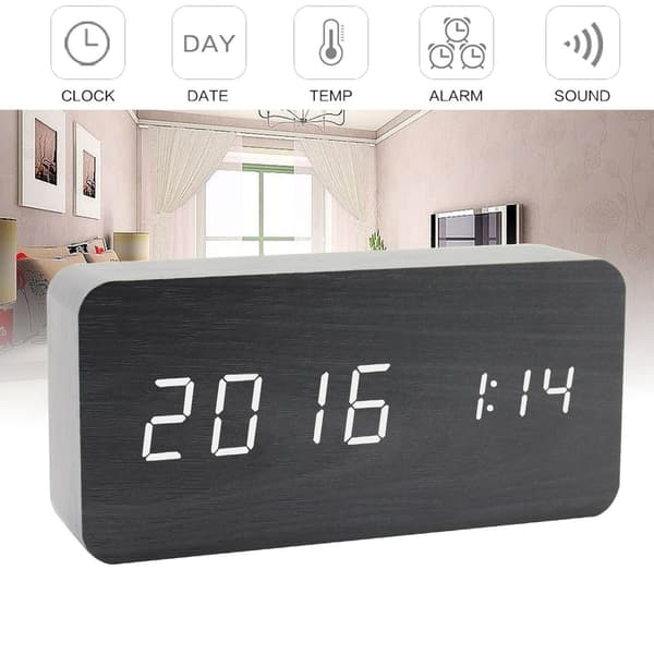 Digital LED vækkeur Sort 24 Black