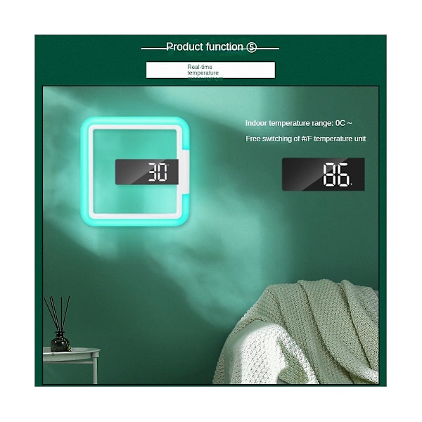 XJ-Multifunktionell Fyrkantig Rgb Klocka Hem Termometer Digital Väckarklocka Led Spegel Skelett Väggklocka