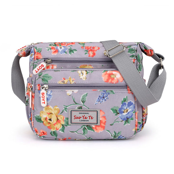 Dam Nylon Axelväska Casual Blommönstrad Crossbody Väska Messenger Väskor Handrosblomma
