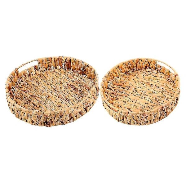 2 stk Runde Sengbrett av Sjøgress Sett 33cm + 28cm Diameter Fruktskål