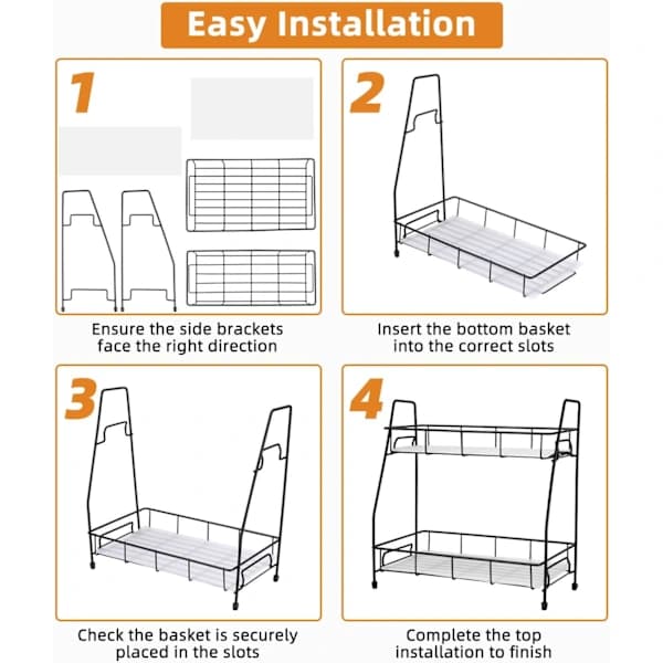 Kitchen Shelf, Countertop Rack, Spice Rack Organizer, Space Saving Storage Rack for Kitchen and Bathroom
