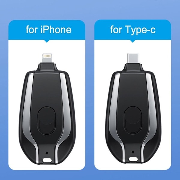 Bärbar Powerbank Nödladdare SVART FÖR IPHONE FÖR