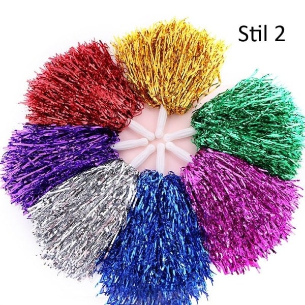 XJ-2 st Cheerleader Pom Poms för Fest, Sport, Spel, Tävling - Silver Stil 2 Orange