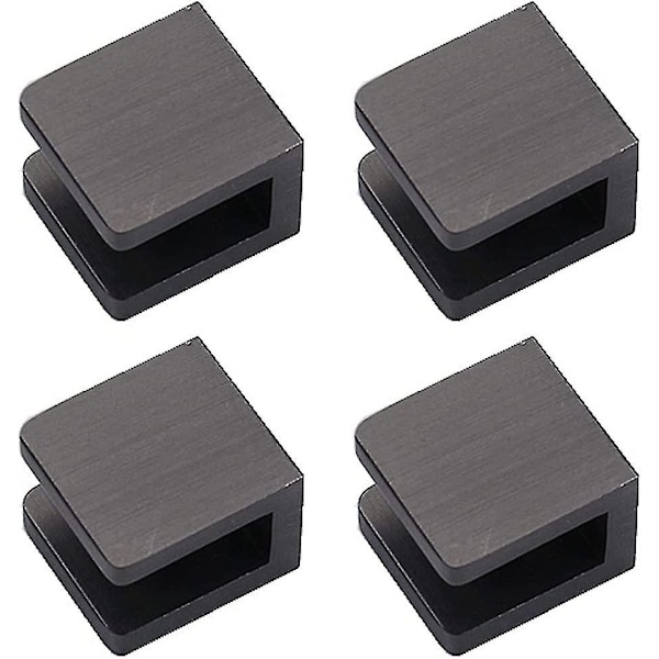 XJ-4-pak Glasklemmer, Ingen Boring i Glas Glashyldeholder Klemme Støtte (til 8mm-10mm Glas, Sort)