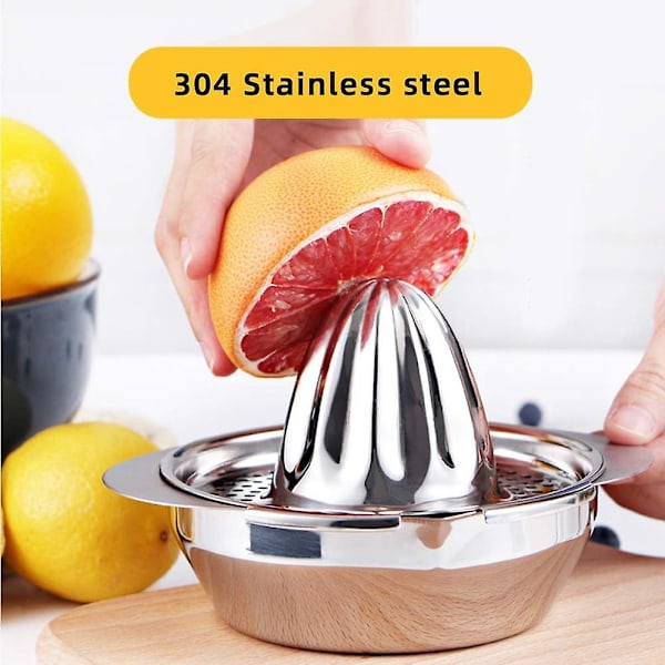 XJ-Modrad Manuell Sitruspresse i Rustfritt Stål - Appelsinpresse, Sitronpresse, Appelsinjuice, Oppvaskmaskinsikker for Appelsiner, Sitroner, Limefrukter - 4