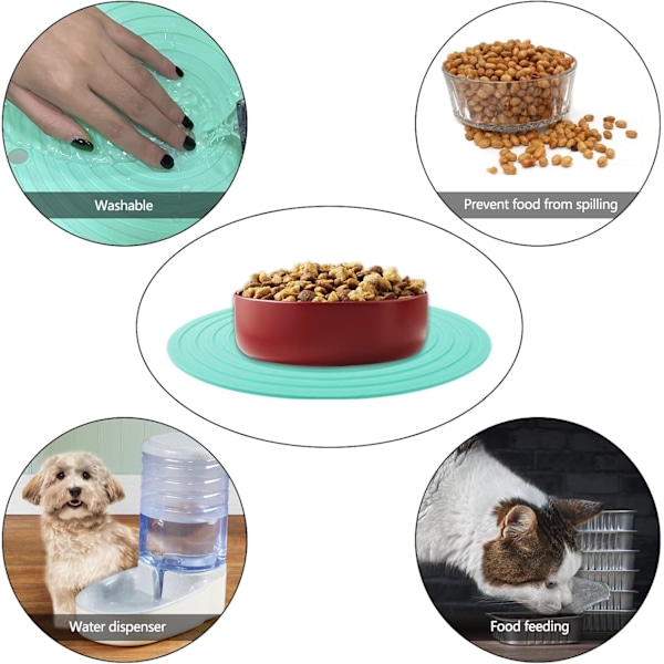 XJ-Matte for hunde- og kattematskål, vanntett kjæledyrmatte, sklisikker silikonmatte for kjæledyrfôring