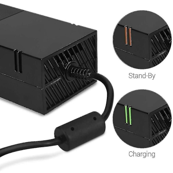 XJ-Xbox One Strömförsörjning, [uppgraderad version] Xbox AC-adapter Ersättningsladdare Ström för Microsoft Xbox One, spänning 100-240V