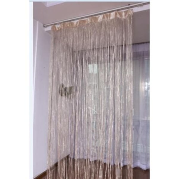 Pompon gardiner 100 x 200 cm, pompon rumdelere, velegnet til døre, vinduer, hjem, dekoration, arrangementer, dekoration (beige)