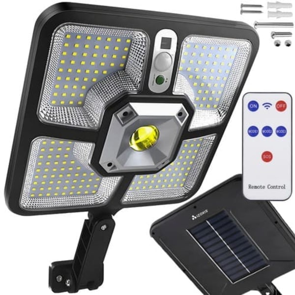 XJ-Kraftfull Solcellsdriven Spotlight med Rörelsesensor och Fjärrkontroll