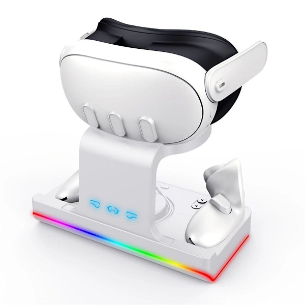 XJ-Rgb Laddningsstation För 3 Vr-tillbehör Laddare Station Kontroller Med Batteripaket Passar Elite Head