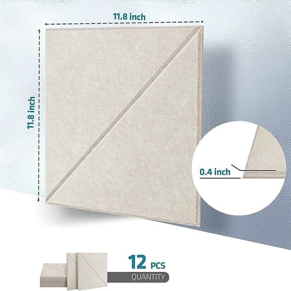 12-pak Akustikpaneler, 30 x 30 cm Dekorative Lydisoleringspaneler, Væg- og Loftakustik