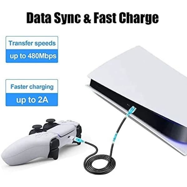 2-pak 3m ladekabel - til PS5/ Playstation 5 USB-C Sort