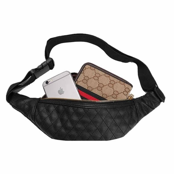 XJ-Svart Quiltad Midjeväska Magväska Bum Bag Cross Body