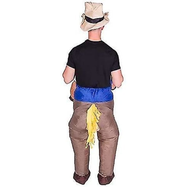 Hgbd Uppblåsbar Ridande Häst Cowboy Maskeraddräkt för Vuxna