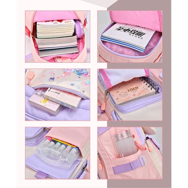 XJ-(Medium) Sød Rygsæk Kawaii Vandtæt Laptop Rygsæk Blå