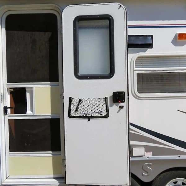 4 stk. Bilopbevaringsnet til autocamper, elastiske opbevaringsnet med plastikramme, til campingvogn, bil, bådtilbehør (sort)